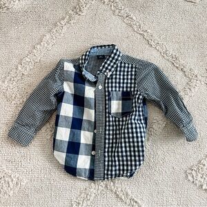 GAP Kids Blue and White Checkered Button Down Shirt